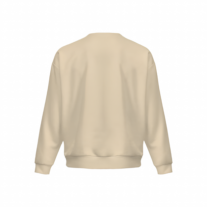 Men’s Relaxed Fit Light Ivory Sweatshirt with Front Patch-Super Heavy 375g