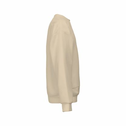 Men’s Relaxed Fit Light Ivory Sweatshirt with Front Patch-Super Heavy 375g