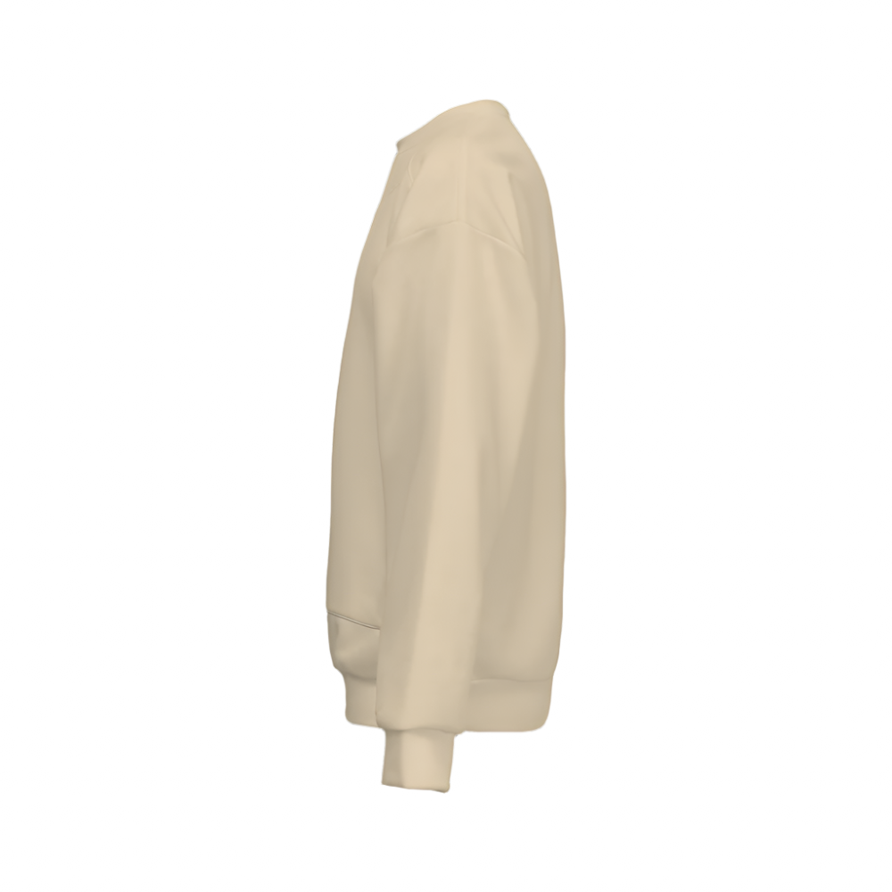 Men’s Relaxed Fit Light Ivory Sweatshirt with Front Patch-Super Heavy 375g