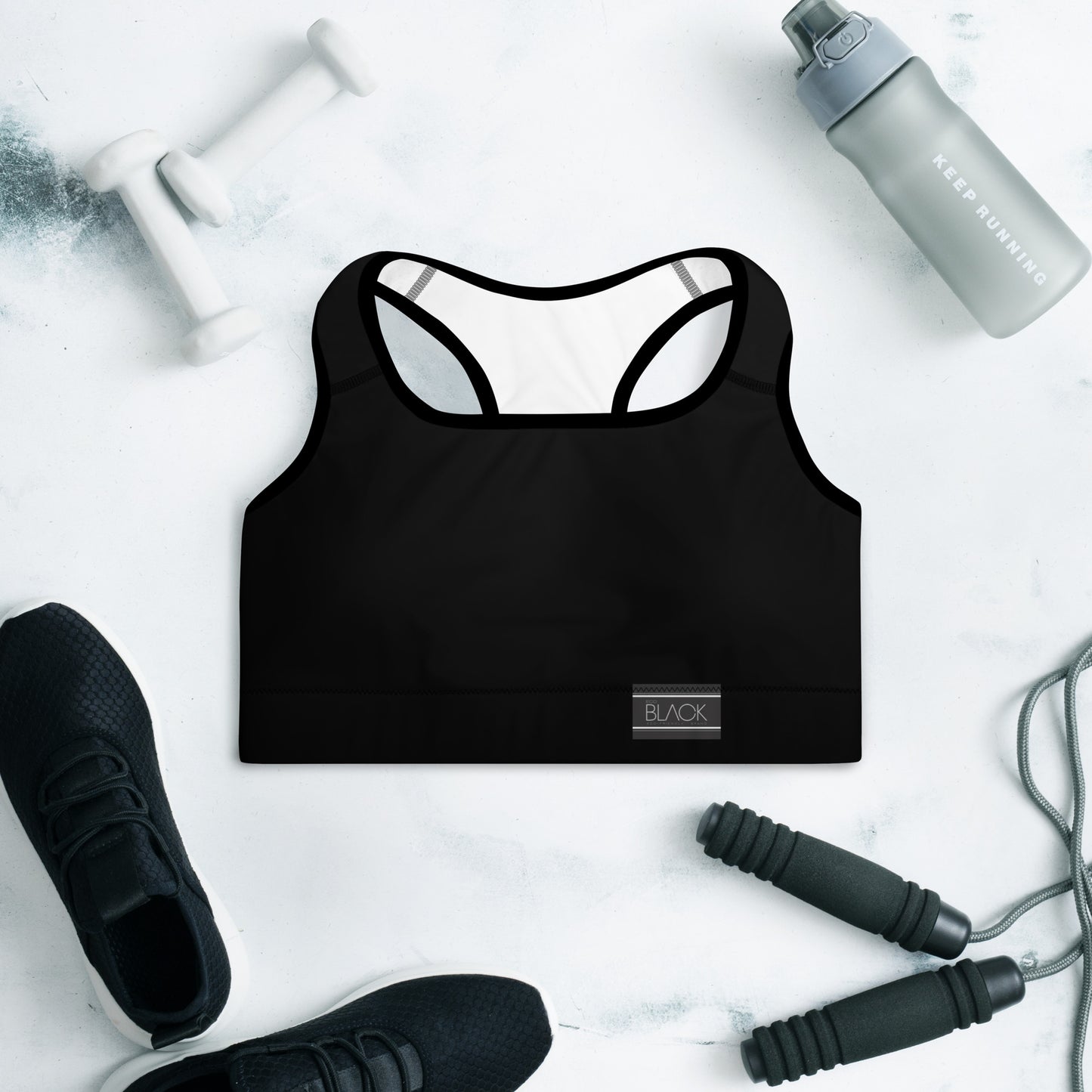 Eco Black Yoga Padded Sports Bra