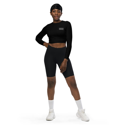 Eco Black Recycled long-sleeve crop top