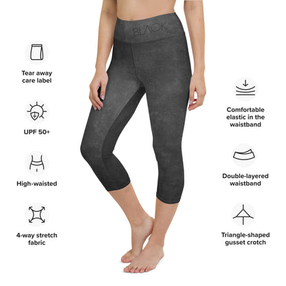 Eco Black Yoga Capri Leggings - Flattering Fit