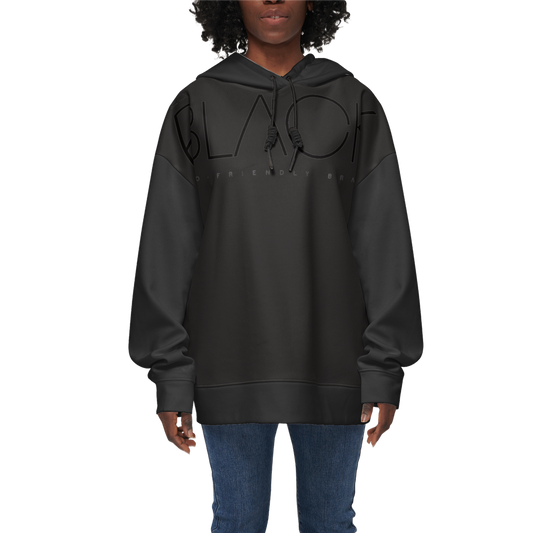 Oversized Eco Black Recycled Hoodie For Women